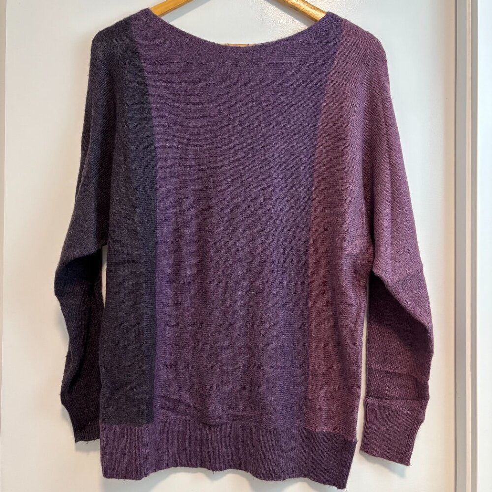 Soft Cashmere Blend Sweater - Purple Colour block